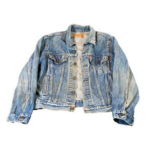 Vintage 80s Levis Jacket Trucker Denim reverts Jean 70506-0214 Women 40